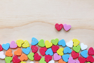 Heart shape on wooden background