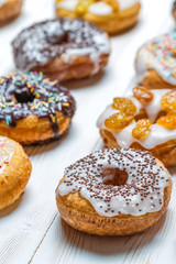 Group of colored glazed donuts