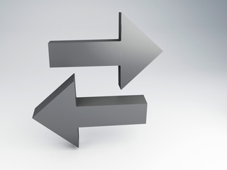 3d illustration of two arrows , choice concept