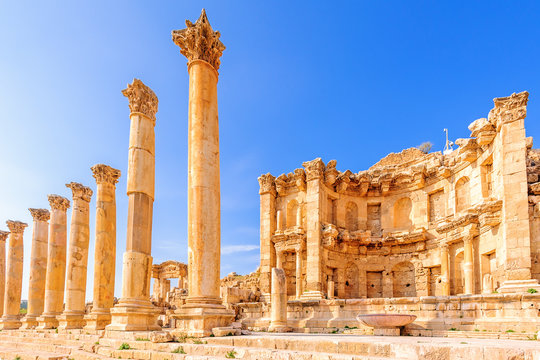 Nymphaeum in the ancient Jordanian city of Jerash, Jordan.