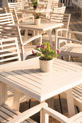 Table and chairs in restaurant