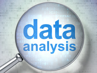 Data concept: Data Analysis with optical glass