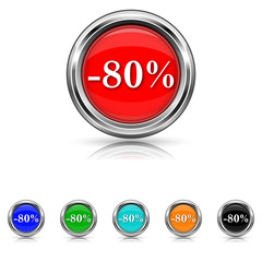 80 percent discount icon - six colours set