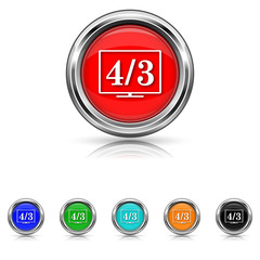 4 3 TV icon - six colours set