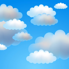Blue vector background of sky with clouds
