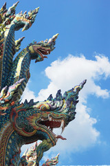 Fototapeta na wymiar Thai dragon, King of Naga statue in Temple Thailand.