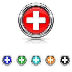 Obraz premium Medical cross icon - six colours set