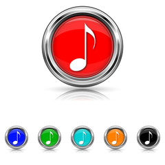 Musical note icon - six colours set