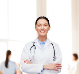 smiling female doctor with stethoscope