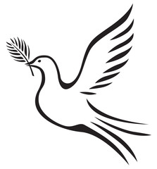 Dove with branch