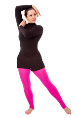 Fototapeta premium portrait of a girl on a white background in dance pose