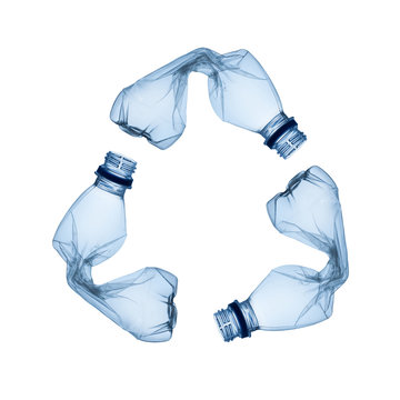 Concept of recycle.Empty used plastic bottle on white background