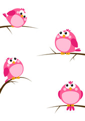 Set of cute pink birds