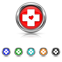 Fototapeta premium Cross with heart icon - six colours set