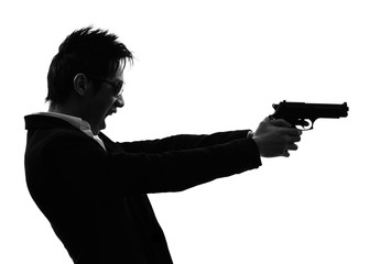 asian gunman killer  portrait shooting silhouette