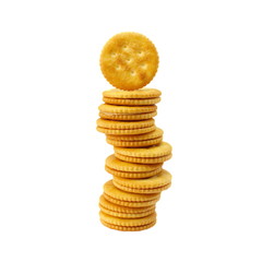 Delicious crackers with cheese isolated on white background
