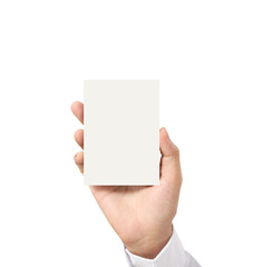 Obraz premium handing a blank business acard in hand