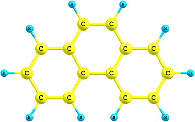 Phenanthrene molecule structural model on white