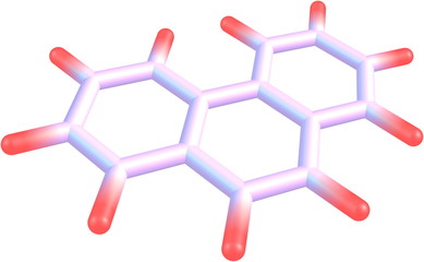 Phenanthrene molecule structural model on white