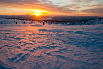 sunset in the tundra