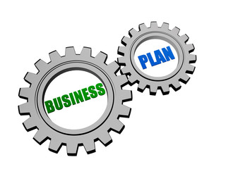 business plan in silver grey gears