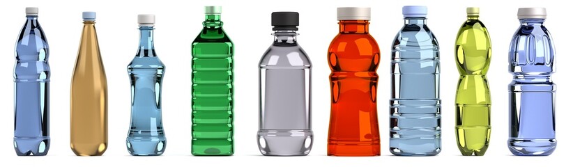 realistic 3d render of bottles set