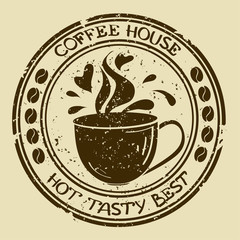 Coffee house stamp with cup