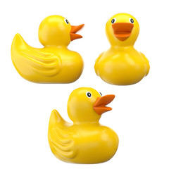 Yellow Bath Ducks isolated. Clipping paths