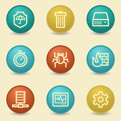Internet security web icons, retro buttons