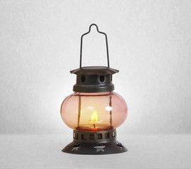 burning kerosene lamp