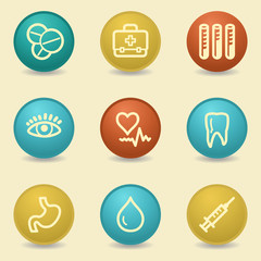 Medicine web icons, retro buttons