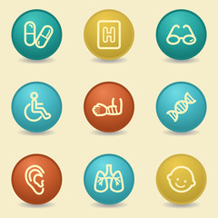 Medicine web icons, retro buttons