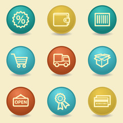 Shopping web icons, retro buttons