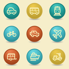 Transport web icons, retro buttons