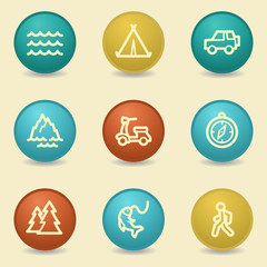 Travel web icons, retro buttons