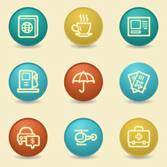 Travel web icons, retro buttons