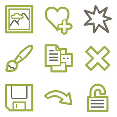 Image viewer icons, green line contour series