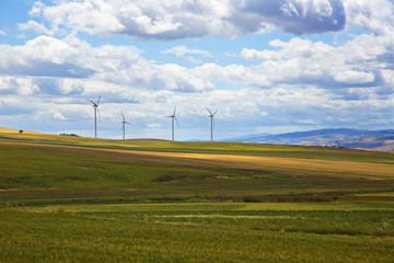 Wind turbines on a hill