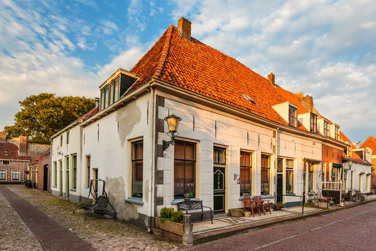 Typical old town houses in Elburg The Netherlands