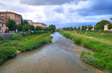 Fototapeta na wymiar Panoramiczny widok z Foligno. Umbria. Włochy.
