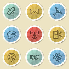 Communication web icons, color vintage stickers