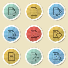 Document web icons, color vintage stickers
