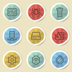 Internet security web icons, color vintage stickers