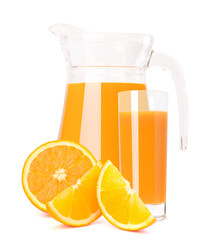 Orange fruit juice in glass jug
