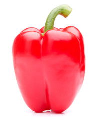 Red sweet bell pepper isolated on white background cutout