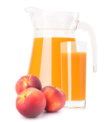 Peach fruit juice in glass jug