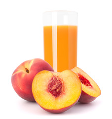 Peach fruit juice in glass