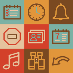 Organizer web icons, vintage series