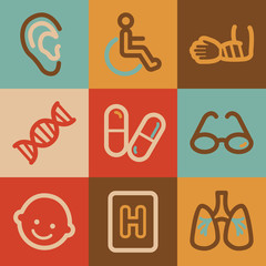 Medicine web icons, vintage series
