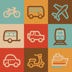 Transport web icons, vintage series